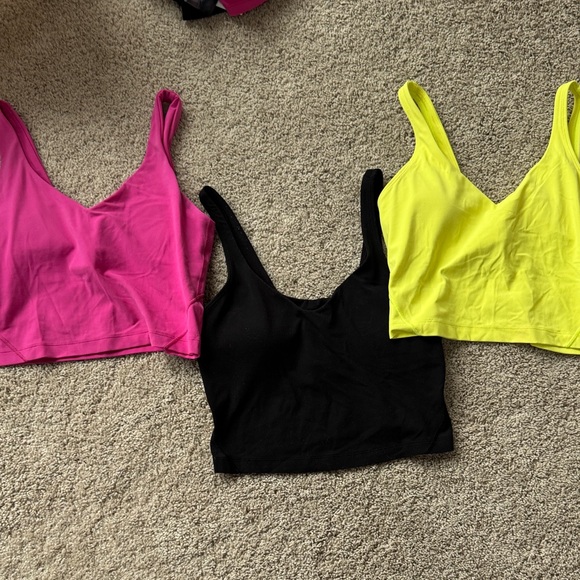 lululemon athletica Tops - lululemon athletica Cropped V-Neck Tank Trio in Hot Pink, Black & Neon Yellow
